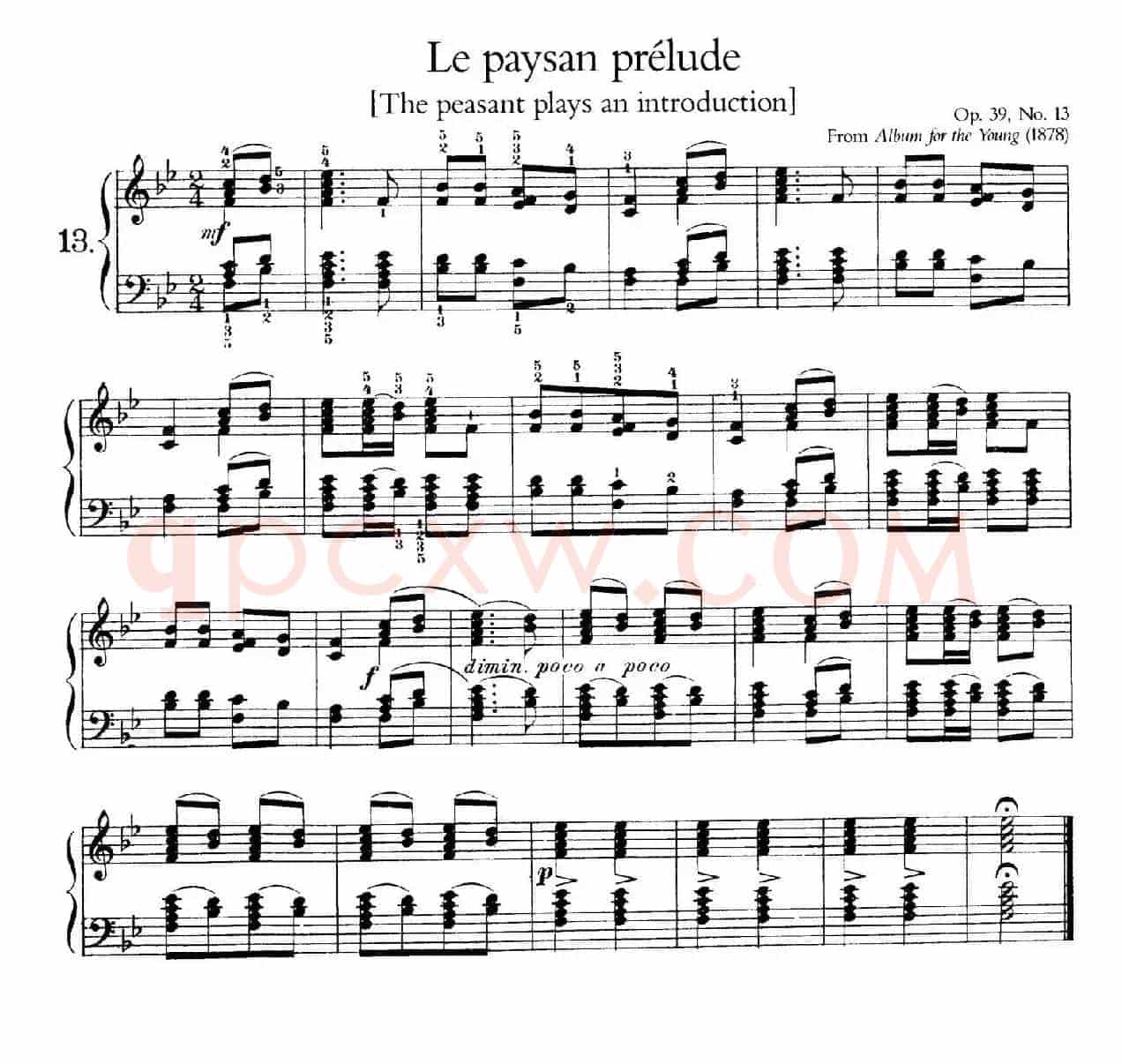Album for the Young Op.39(儿童钢琴曲集)(13. 农民前奏曲 The Peasant Plays His Ziehharmonika)