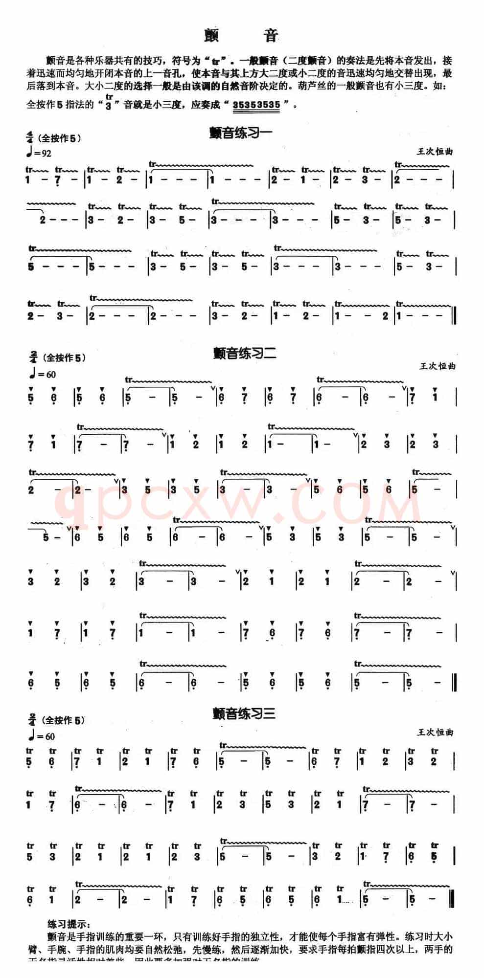 葫芦丝基本技巧练习曲——颤音