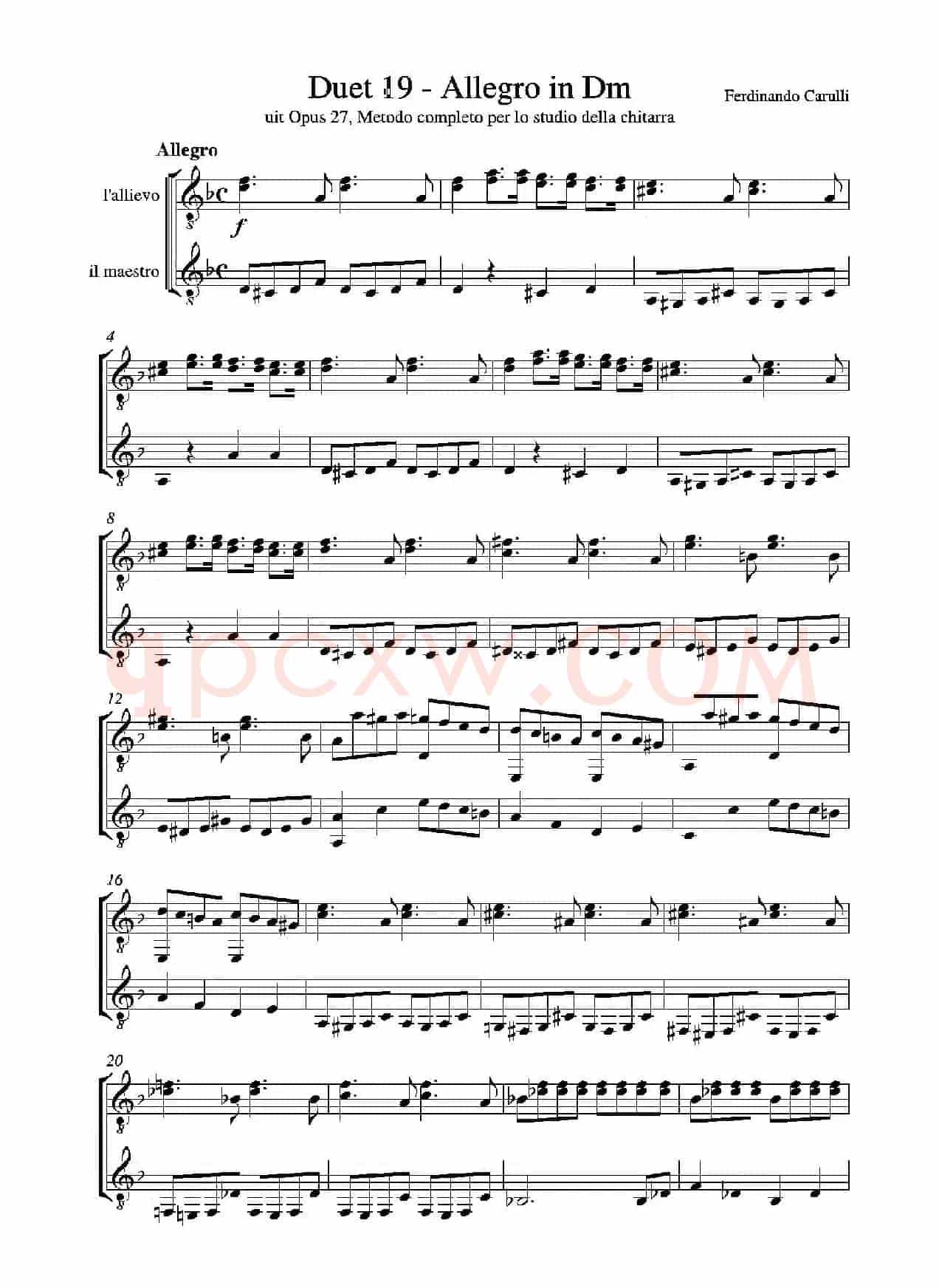Metodo Completo Op.27-3（古典吉他二重奏练习·19）