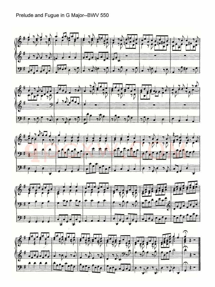 Prelude and Fugue in G Major--BWV 550(管风琴谱)