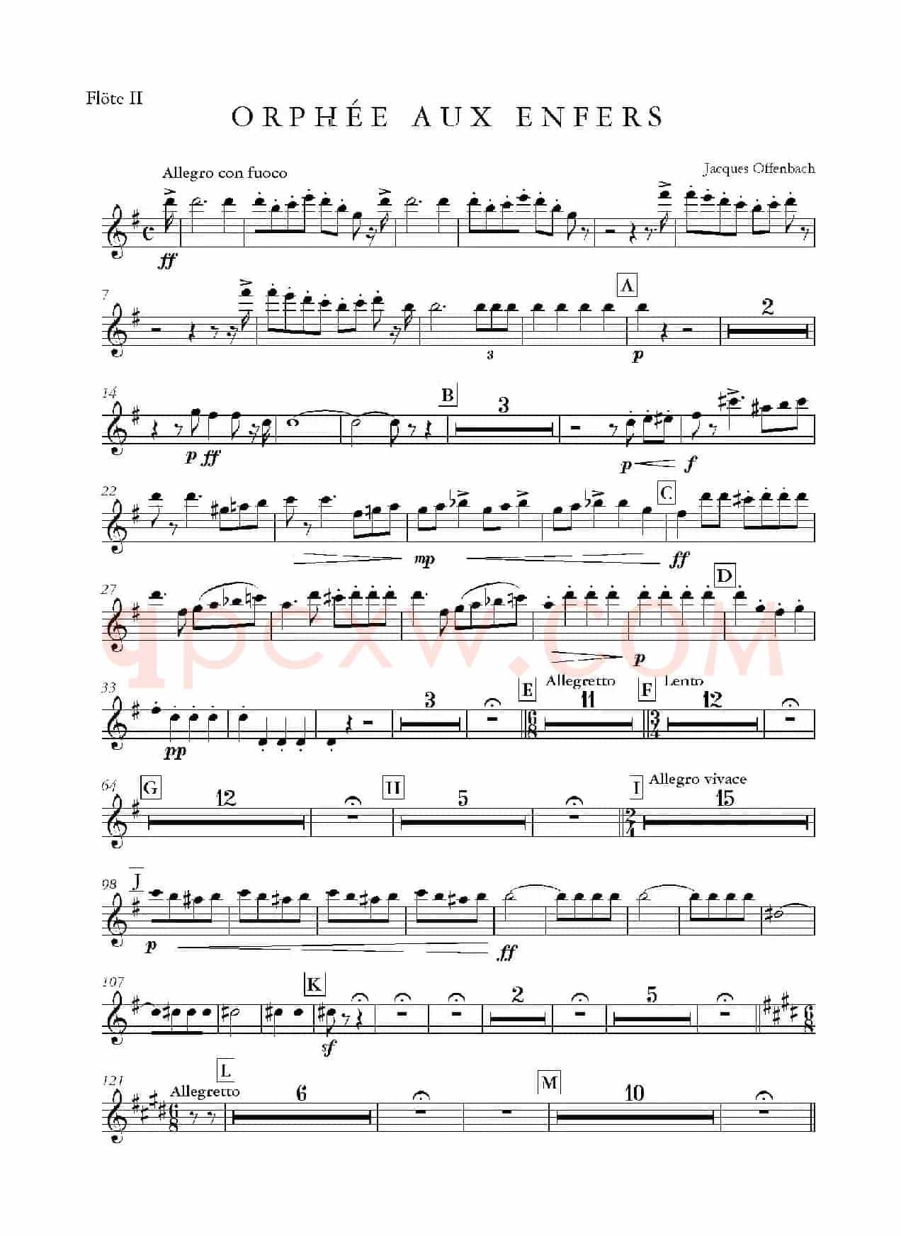 天堂与地狱序曲(管弦乐长笛分谱)