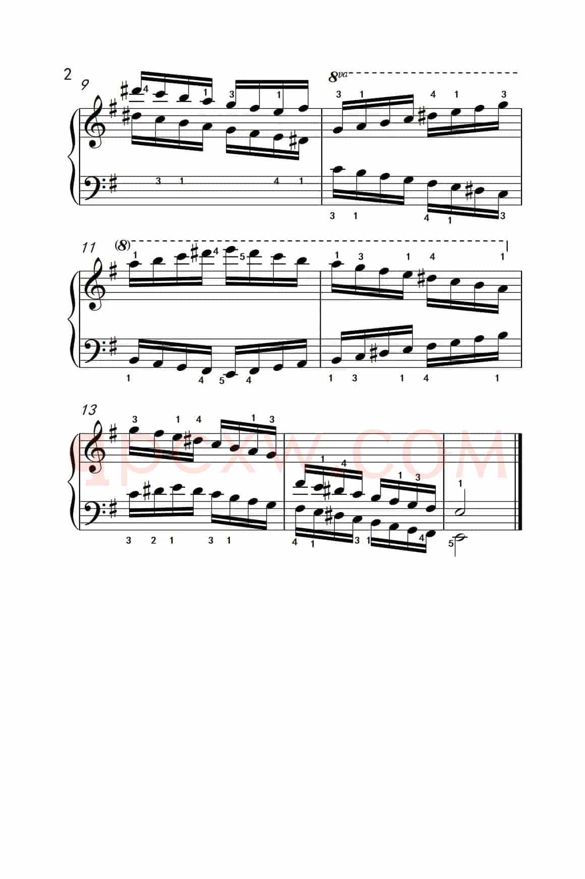 E小调音阶（反向四个八度）（儿童钢琴练习曲）