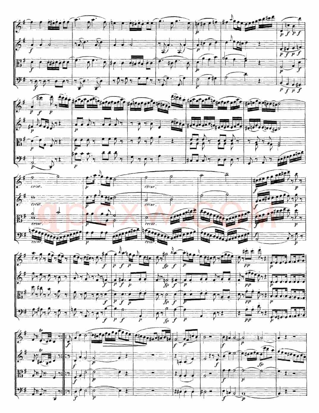 Mozart《Quartet No.14 in G Major,K.387》（总谱）