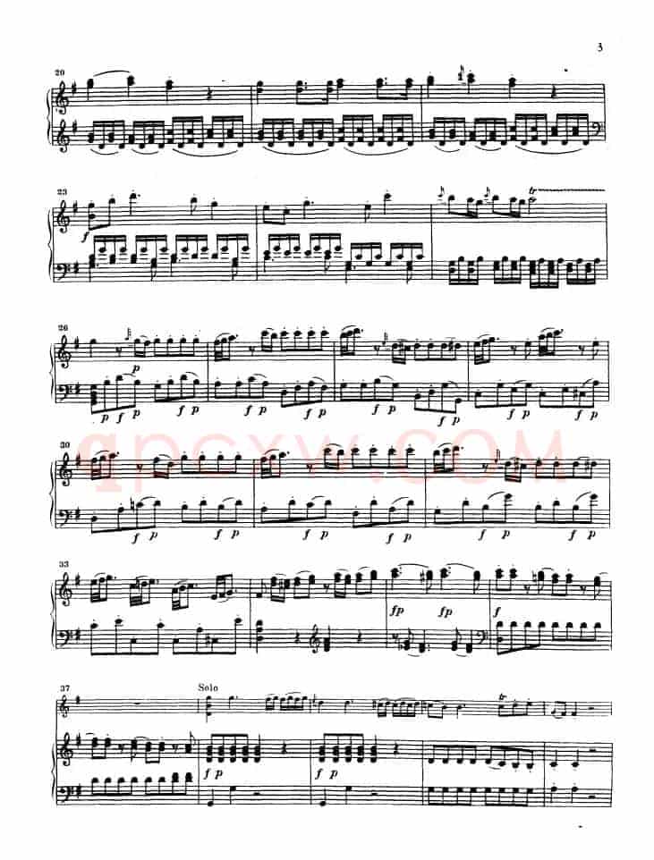 第三协奏曲第一乐章 G大调 Op.216（小提琴和钢琴）