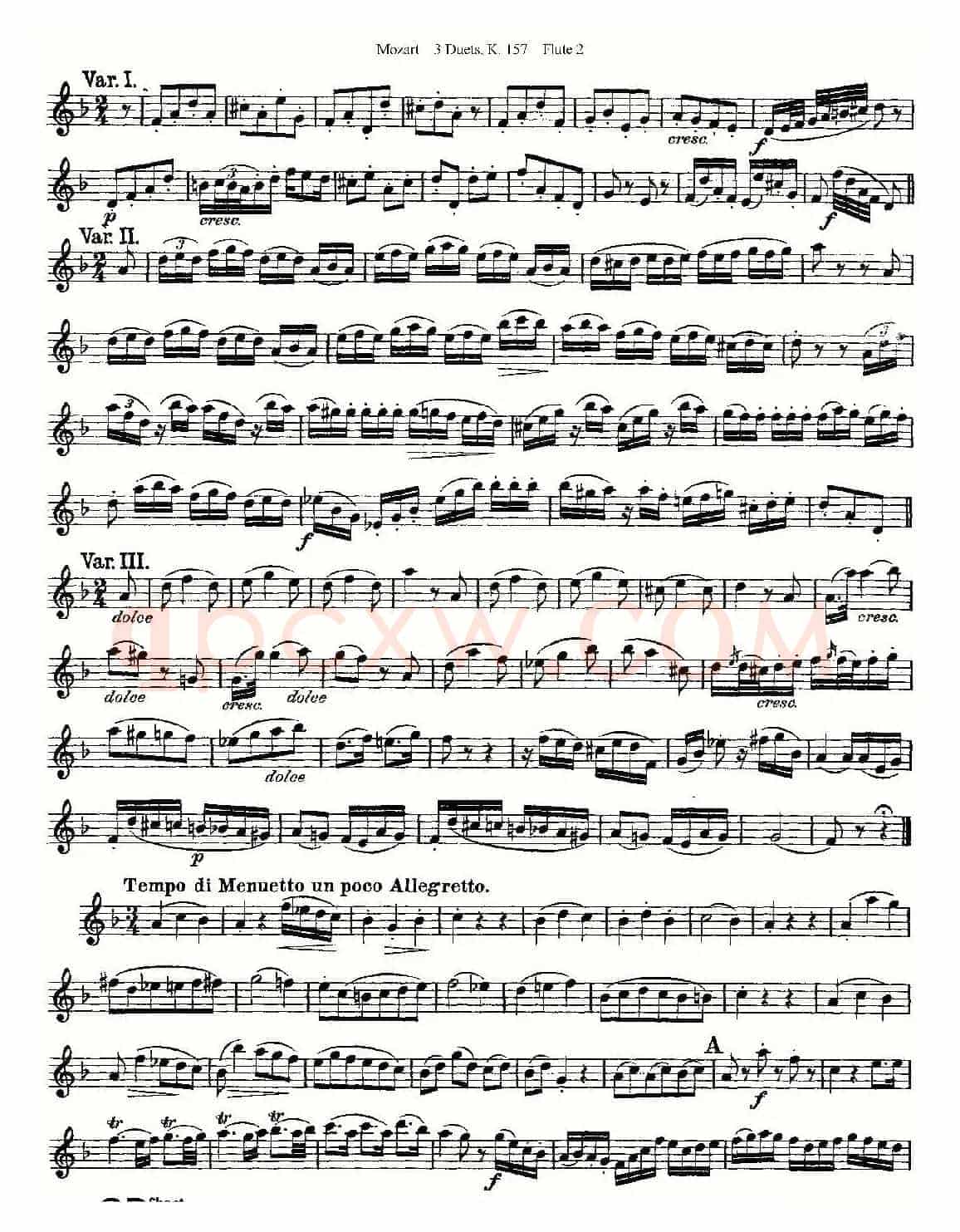 3 Duets K.157 之第二长笛（二重奏三首 K157号）