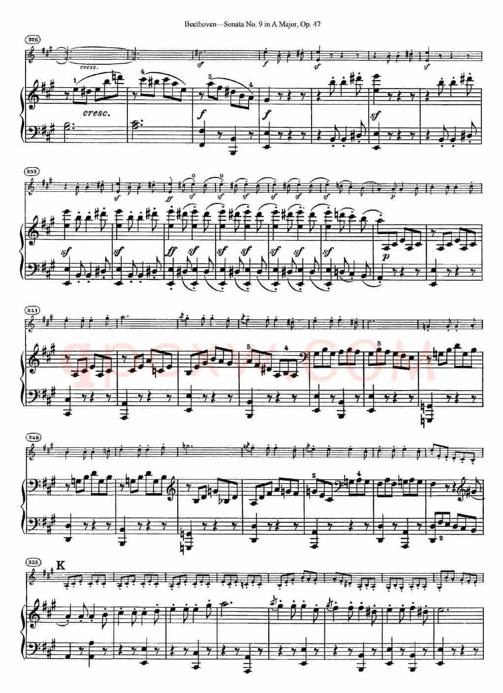 Violin Sonata No.9 in A Major Op.47（小提琴+钢琴伴奏）