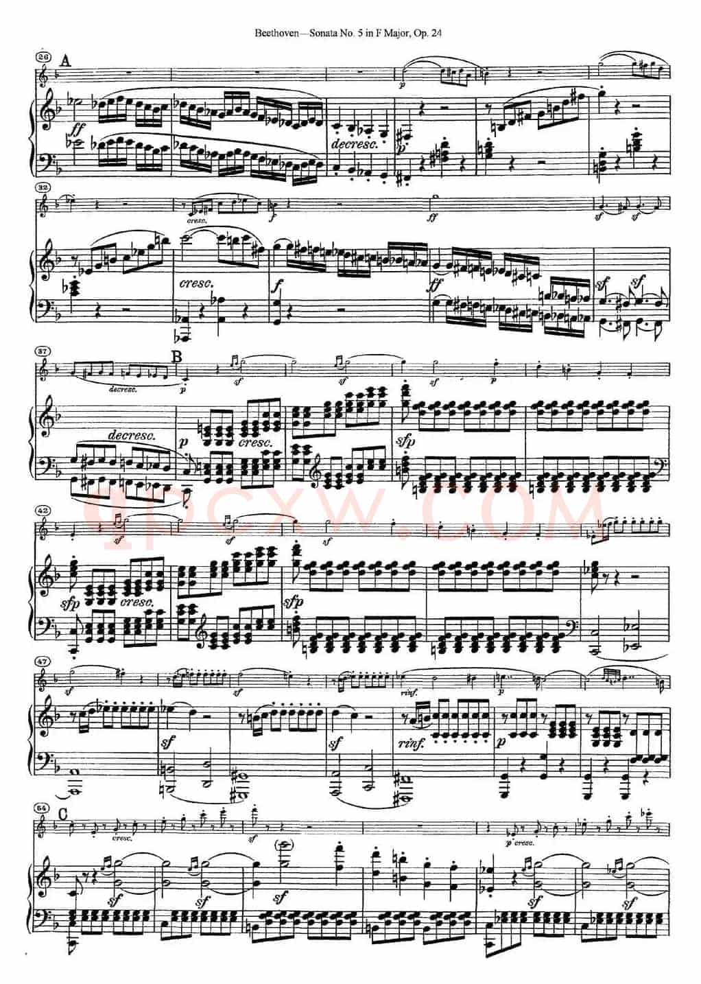 Violin Sonata No.5 in F Major Op.24（小提琴+钢琴伴奏）