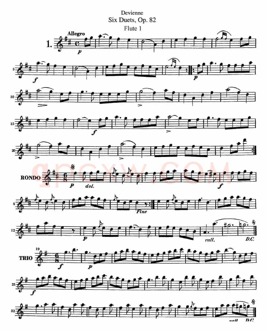 德维埃纳六个长笛二重奏小段Op.82——Flute 1（NO.1）