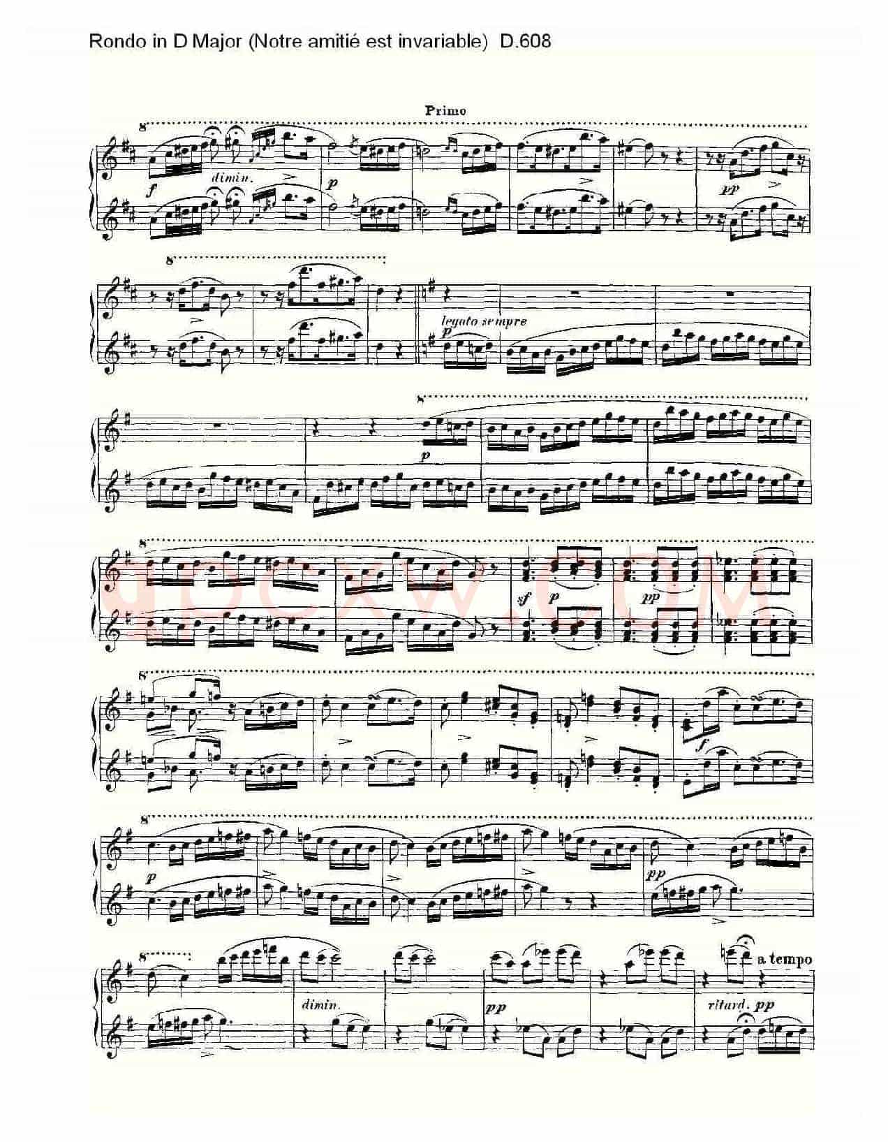 Rondo in D Major(Notre amitié est invariable) D.6)
