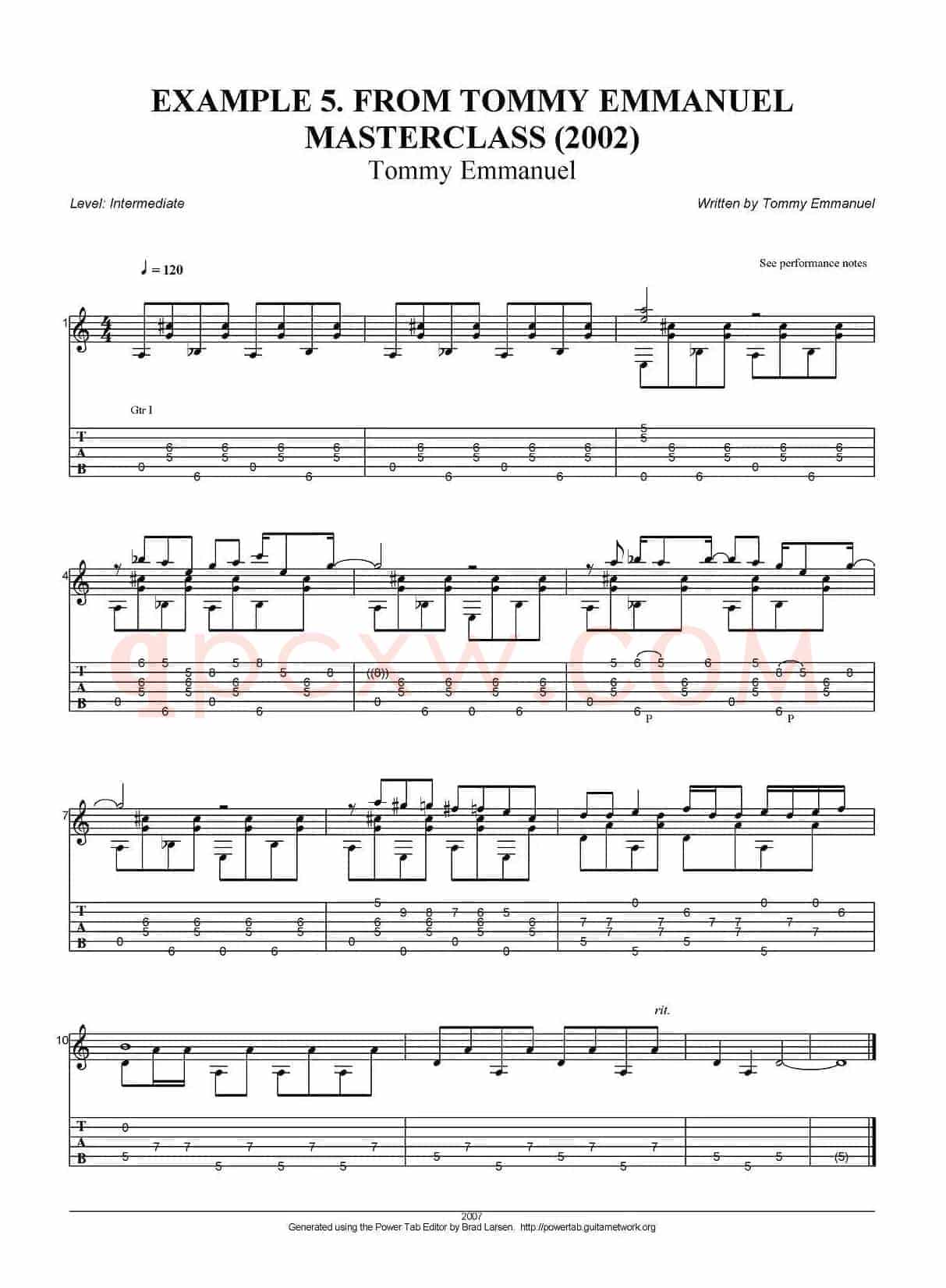 tommy emmanuel：masterclass example-5（指弹吉他）
