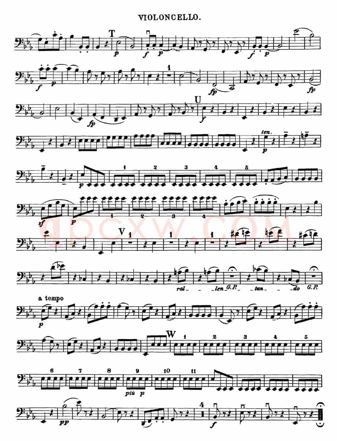 Mozart《Quartet No.16 in Eb Major,K.428》（Cello分谱）
