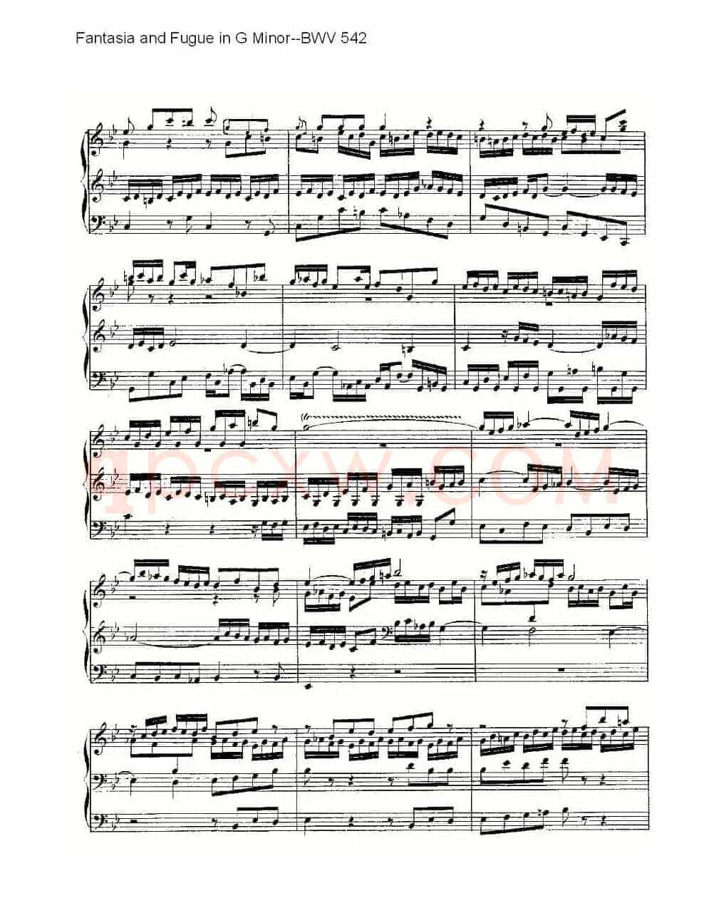 Fantasia and Fugue in G Minor--BWV 542 (管风琴谱)