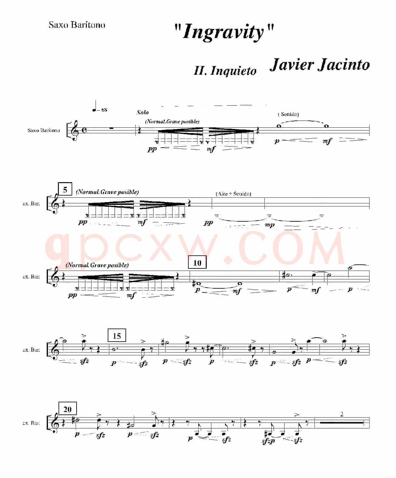 Ingravity（第二乐章）（上低音萨克斯分谱）