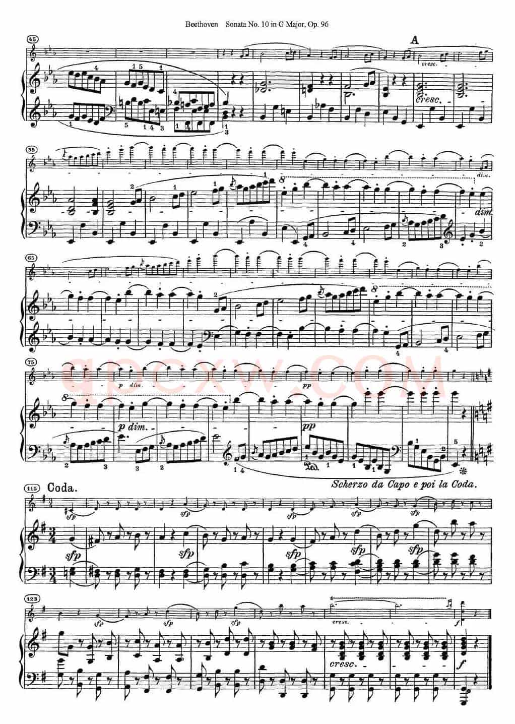 Violin Sonata No.10 in G Major Op.96（小提琴+钢琴伴奏）
