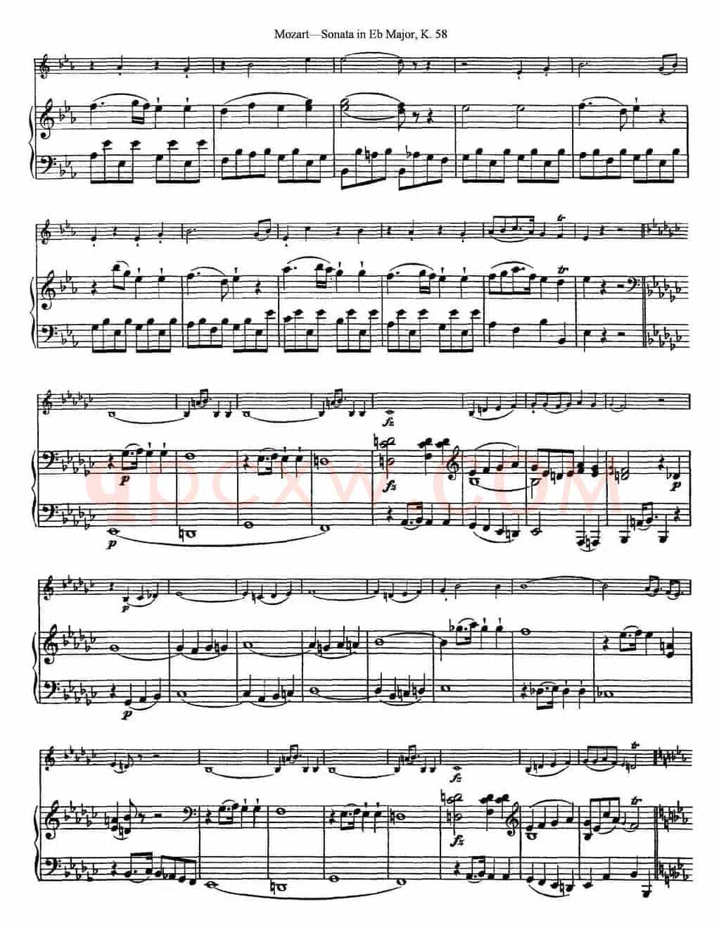 Violin Sonata in Eb Major K.58（小提琴+钢琴伴奏）