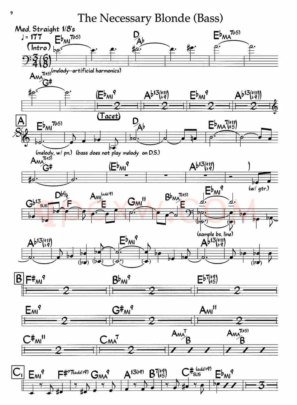 The Necessary Blonde(Bass)（爵士钢琴曲）