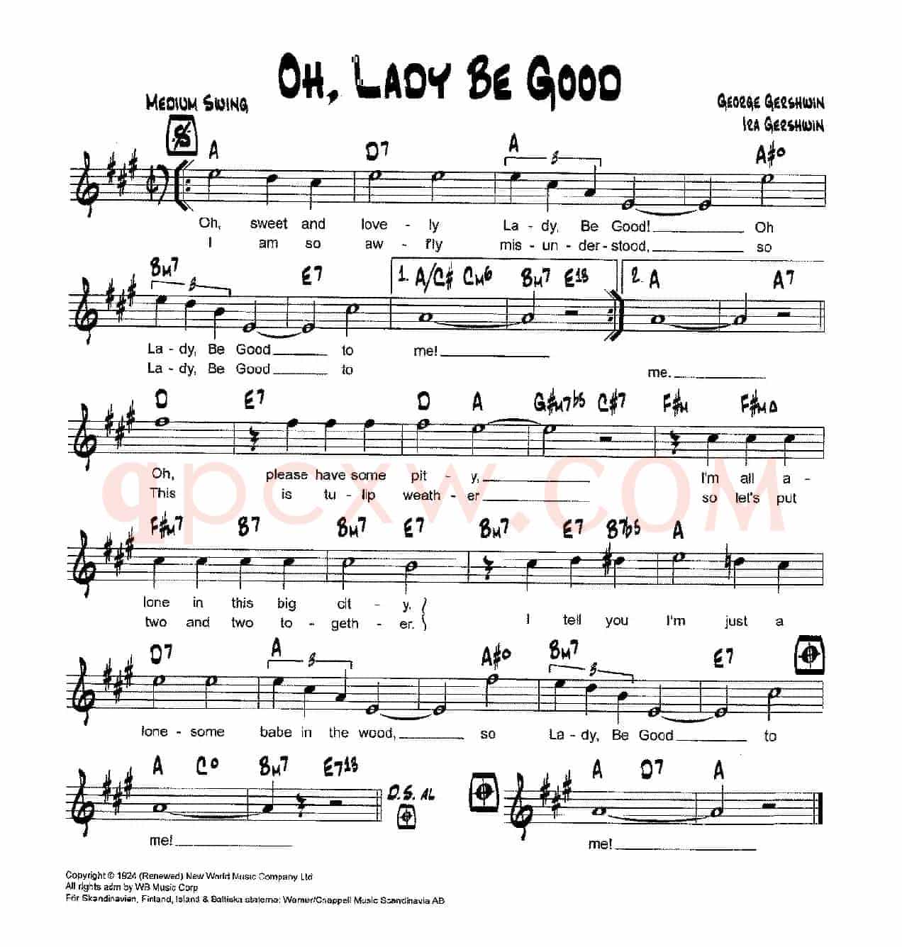 降B爵士乐谱：OH,LADY BE GOOD