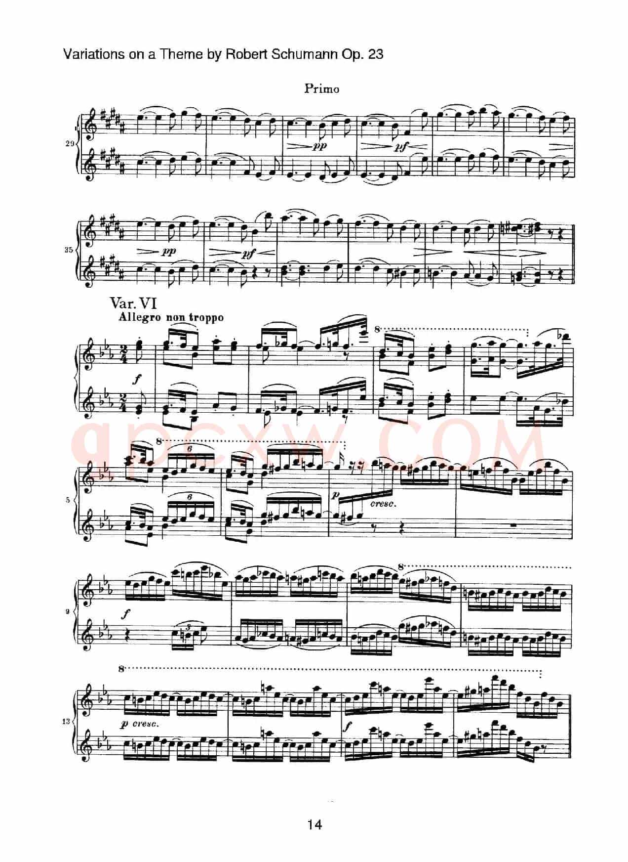 Variations on a Theme by Robert Schumann Op.23(舒曼主题变奏曲)(四手联弹)