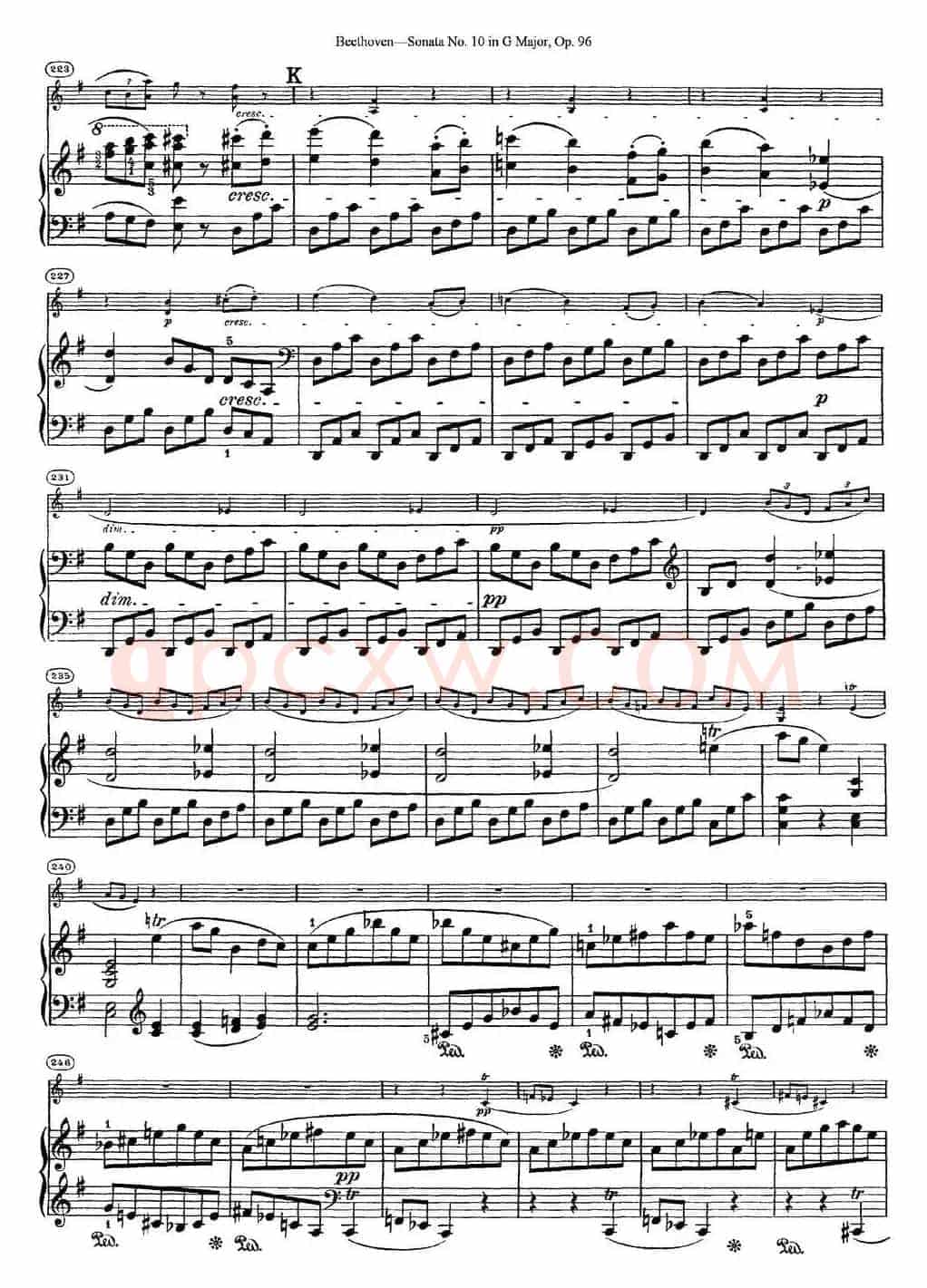 Violin Sonata No.10 in G Major Op.96（小提琴+钢琴伴奏）