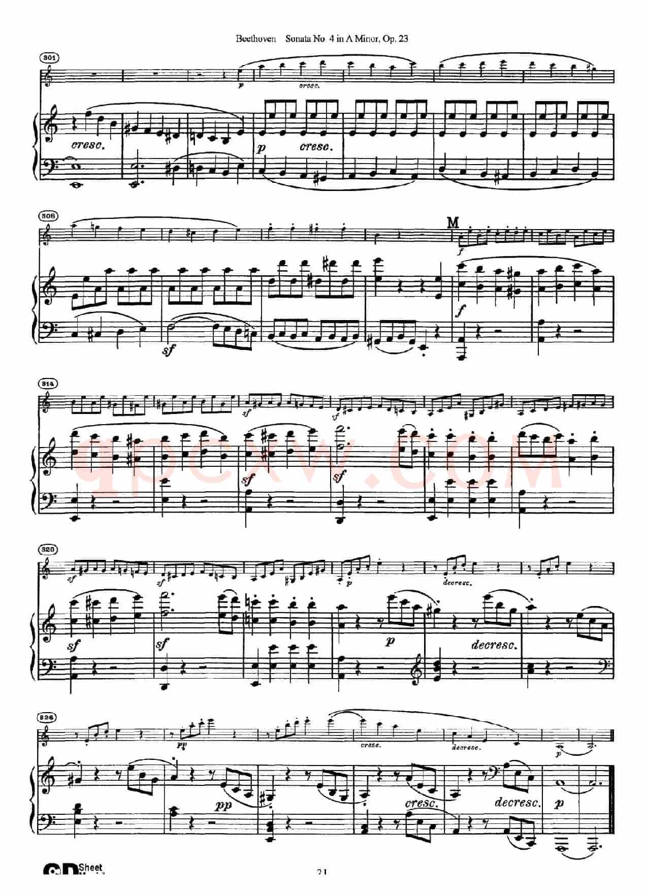 A小调第四小提琴奏鸣曲（Sonata No.4 in A Minor Op.23）（小提琴+钢琴伴奏）