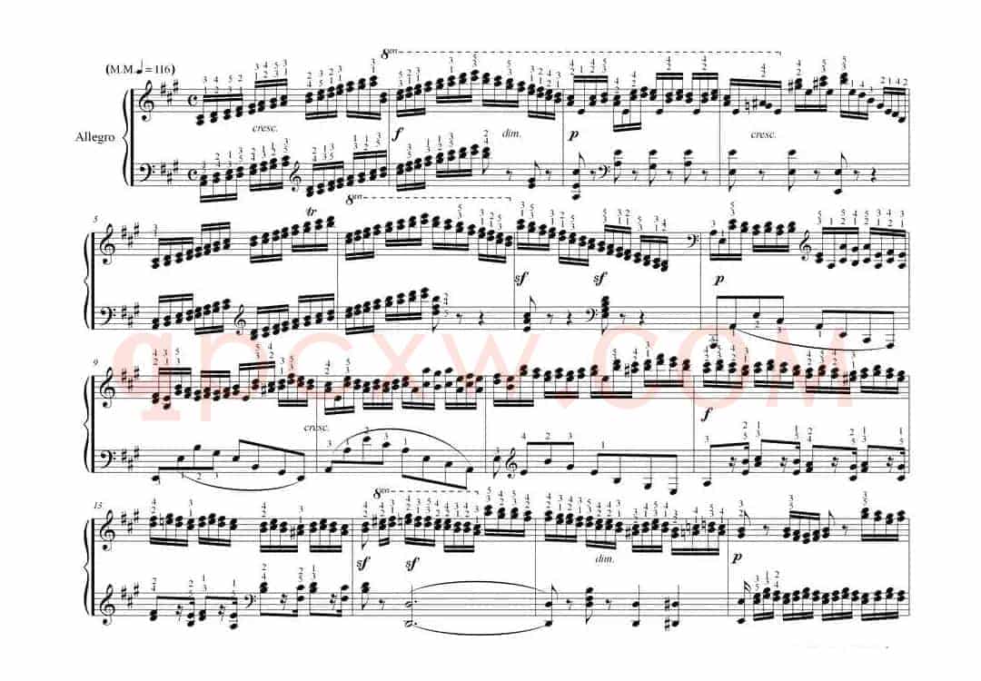 车尔尼大的三度音阶与双音经过句练习 作品245号