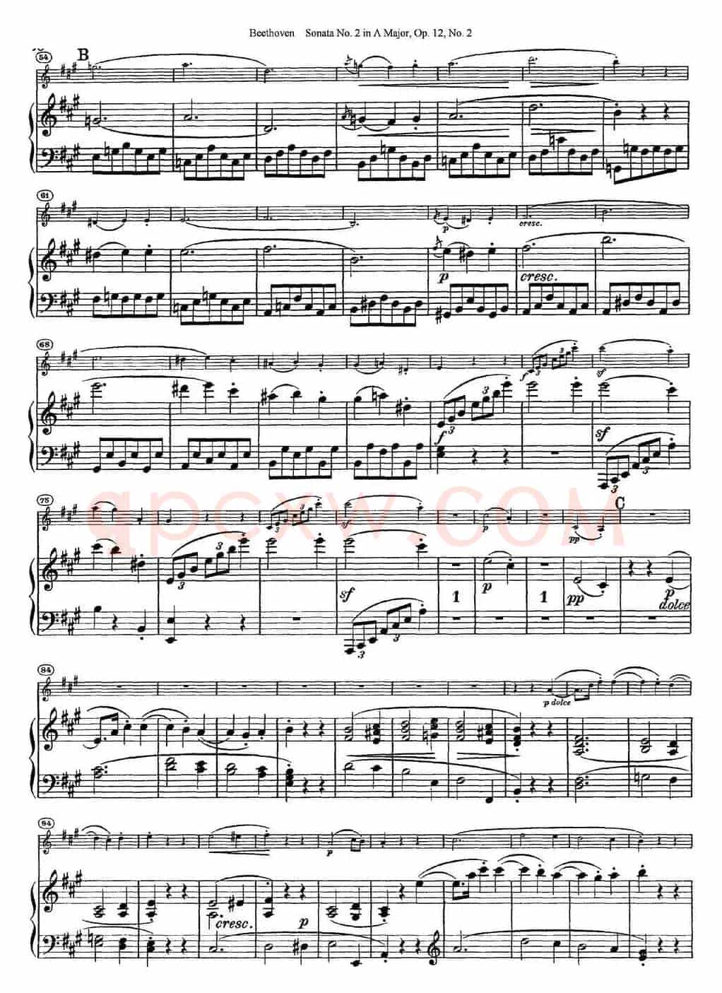Violin Sonata No.2 in A Major Op.12 No.2（小提琴+钢琴伴奏）