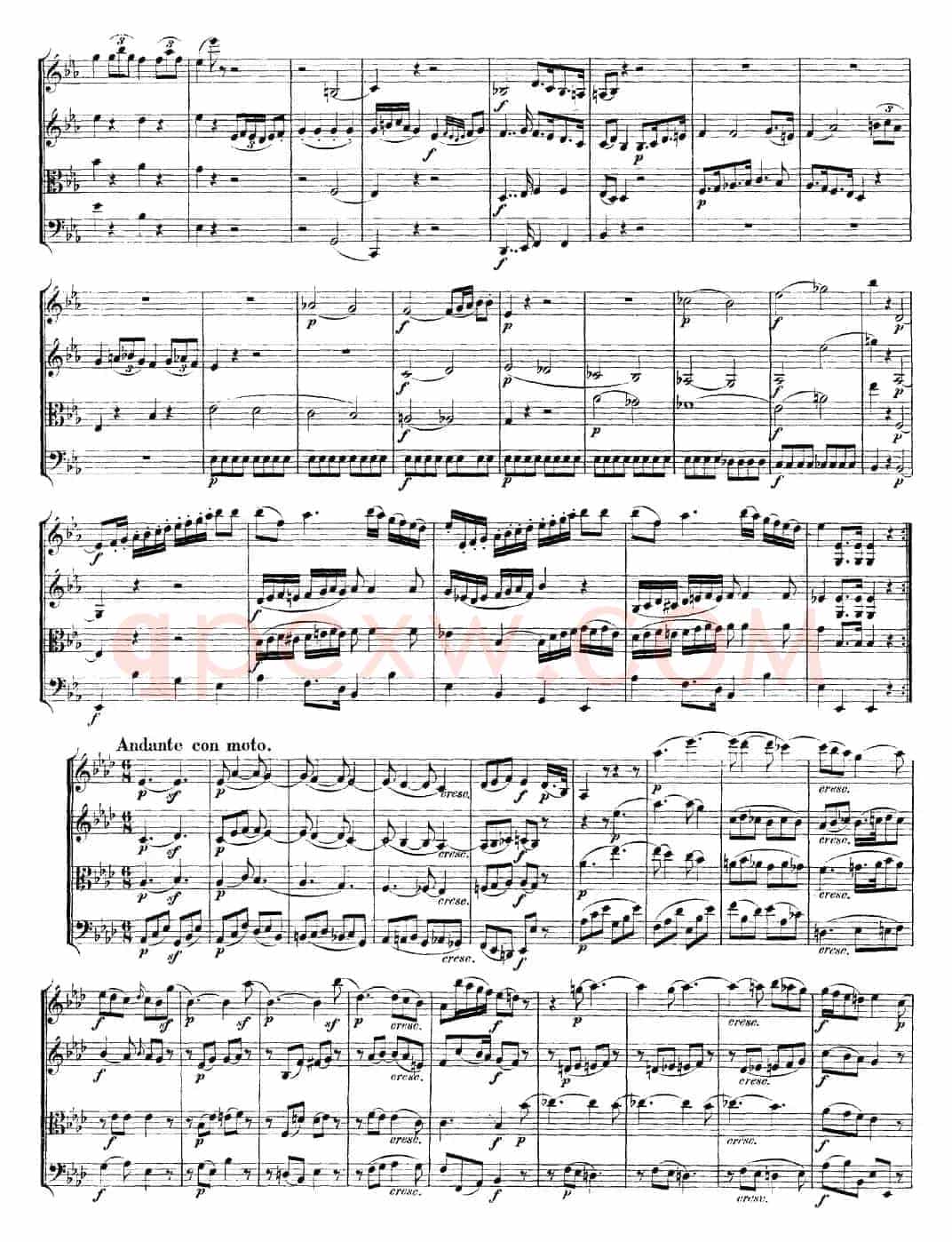 Mozart《Quartet No.16 in Eb Major,K.428》（总谱）