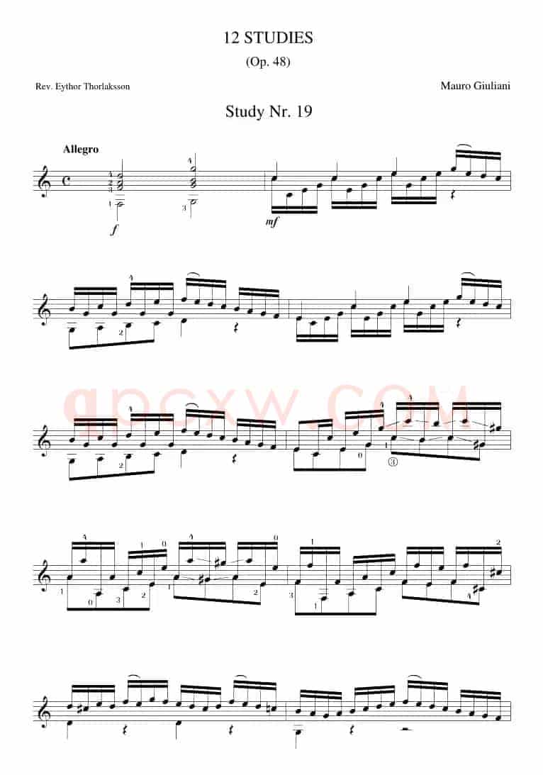 Mauro Giuliani《12 Studies,Op.48》（STUDY 19）
