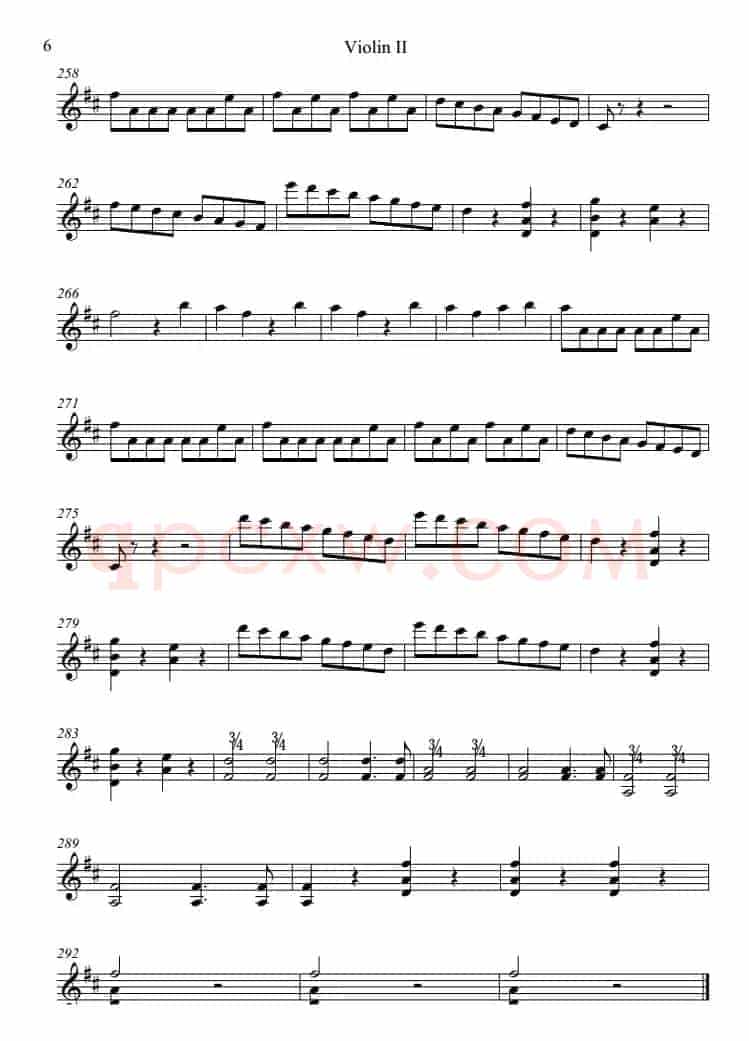 Overture from the Marriage of Figaro 费加罗的婚礼（Violin Ⅱ分谱）