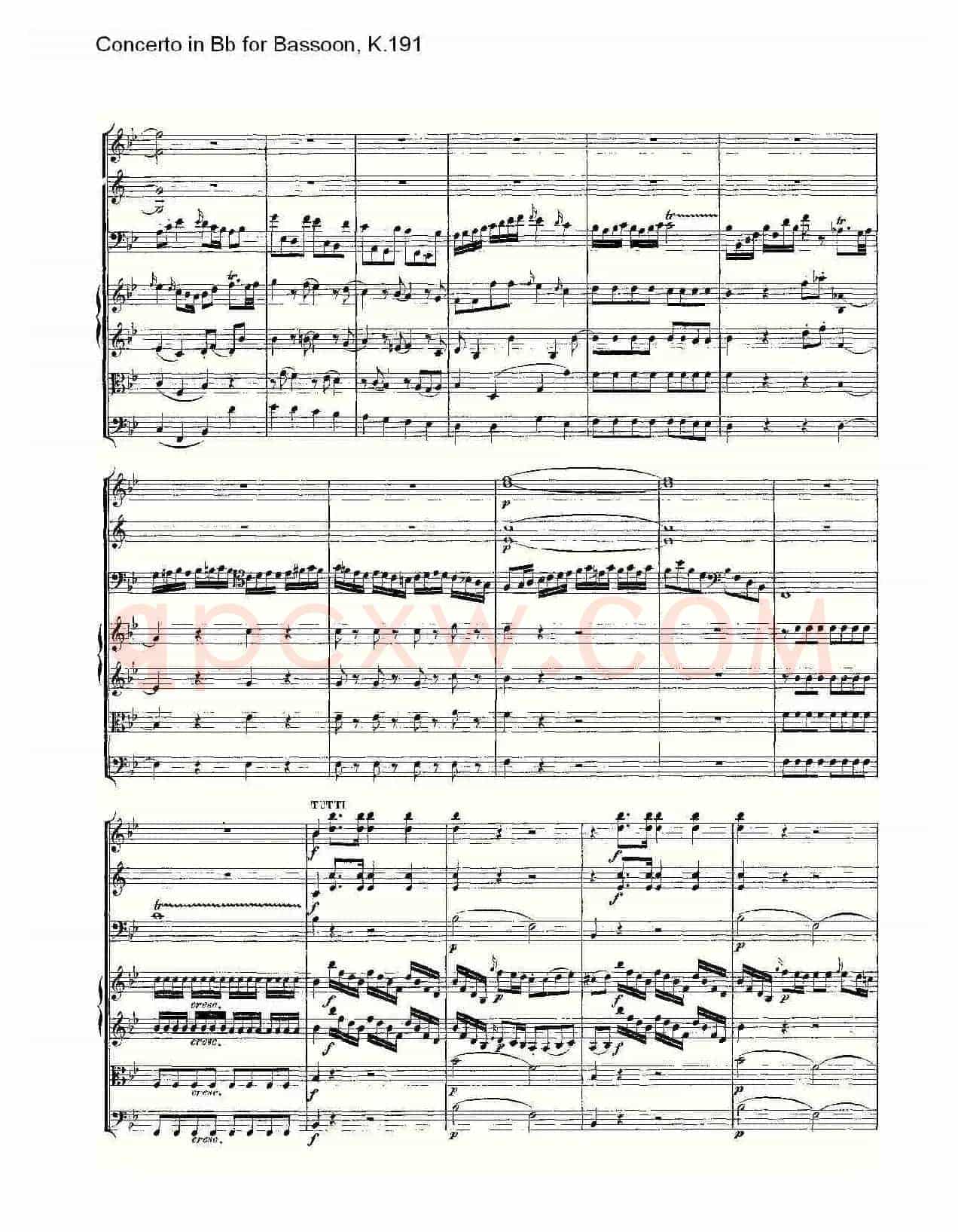 Concerto in Bb for Bassoon, K.191（降B大调大管协奏曲）