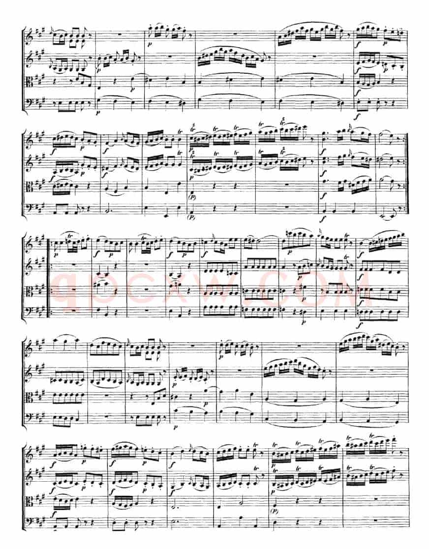 Mozart《Quartet No.2 in D Major,K.155》（总谱）