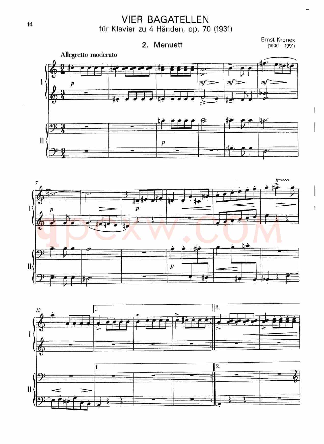 Vier Bagatellen Op.70(4首小品·Ⅱ·四手联弹)
