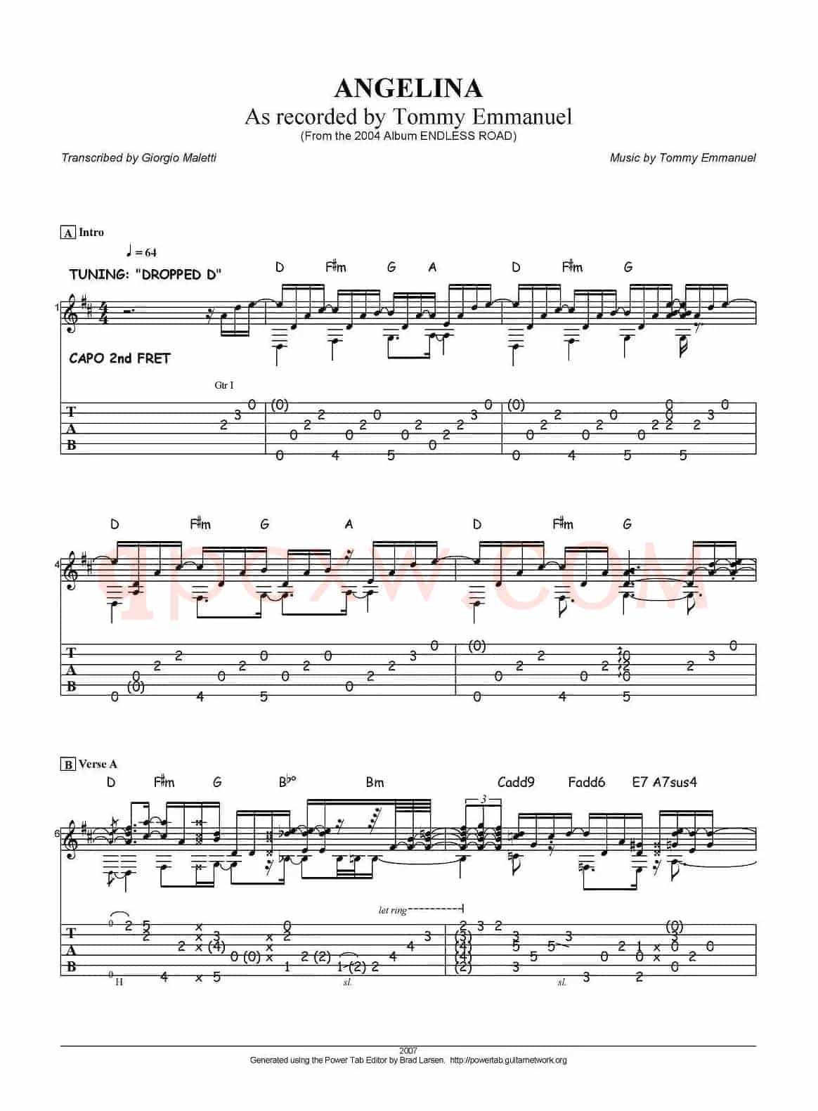tommy emmanuel：angelina（指弹吉他）