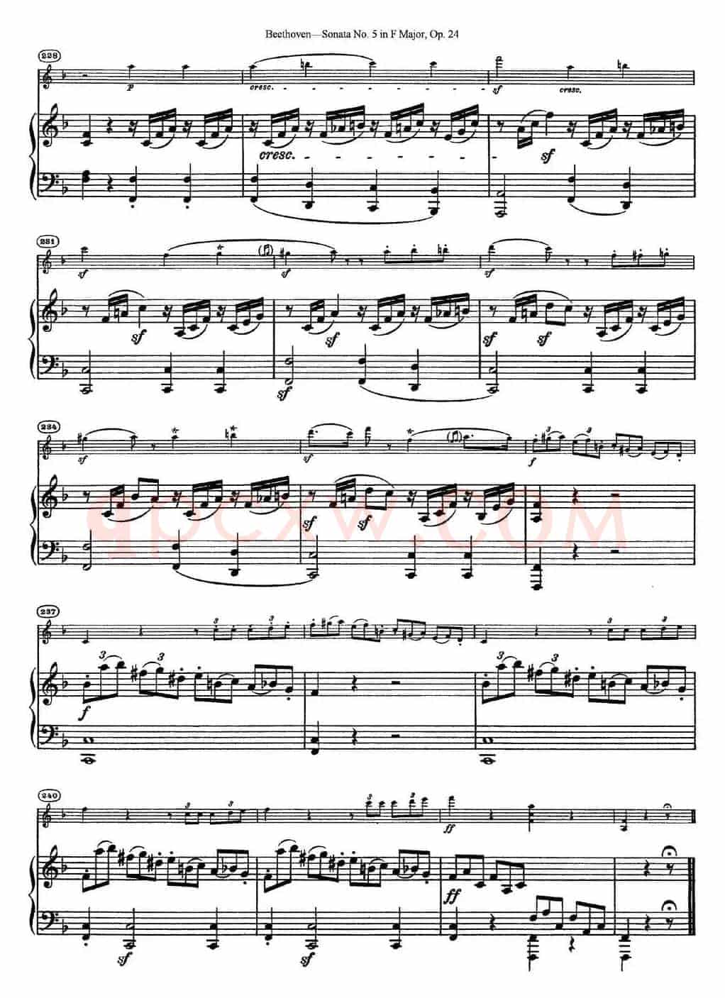 Violin Sonata No.5 in F Major Op.24（小提琴+钢琴伴奏）