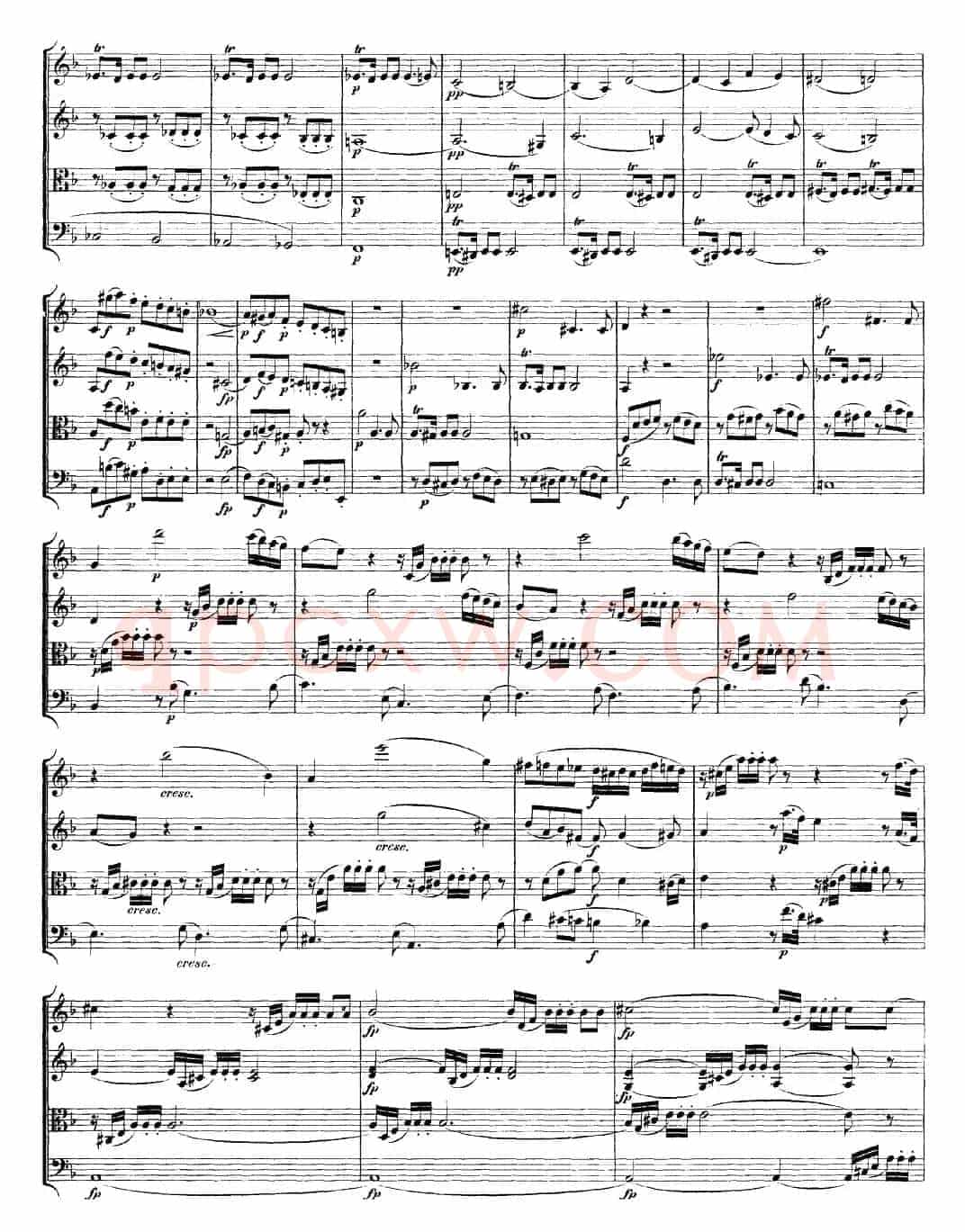Mozart《Quartet No.15 in D Minor,K.421》（总谱）