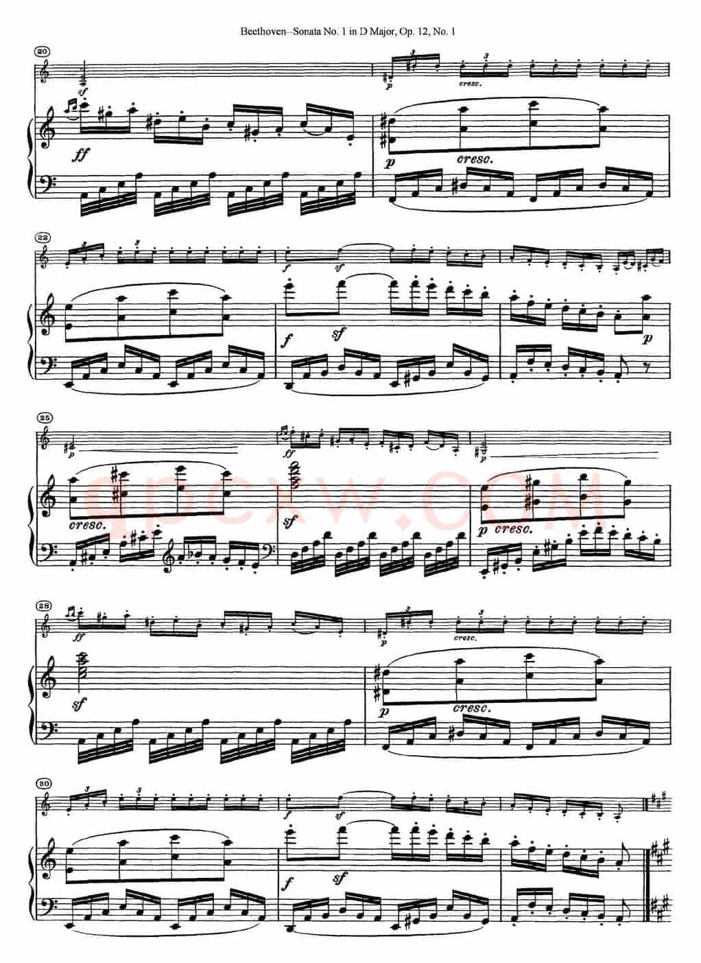 Violin Sonata No.1 in D Major Op.12 No.1（小提琴+钢琴伴奏）