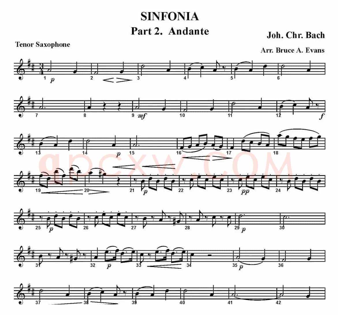SINFONIA Part 2. Andante（四重奏·次中音萨克斯分谱）