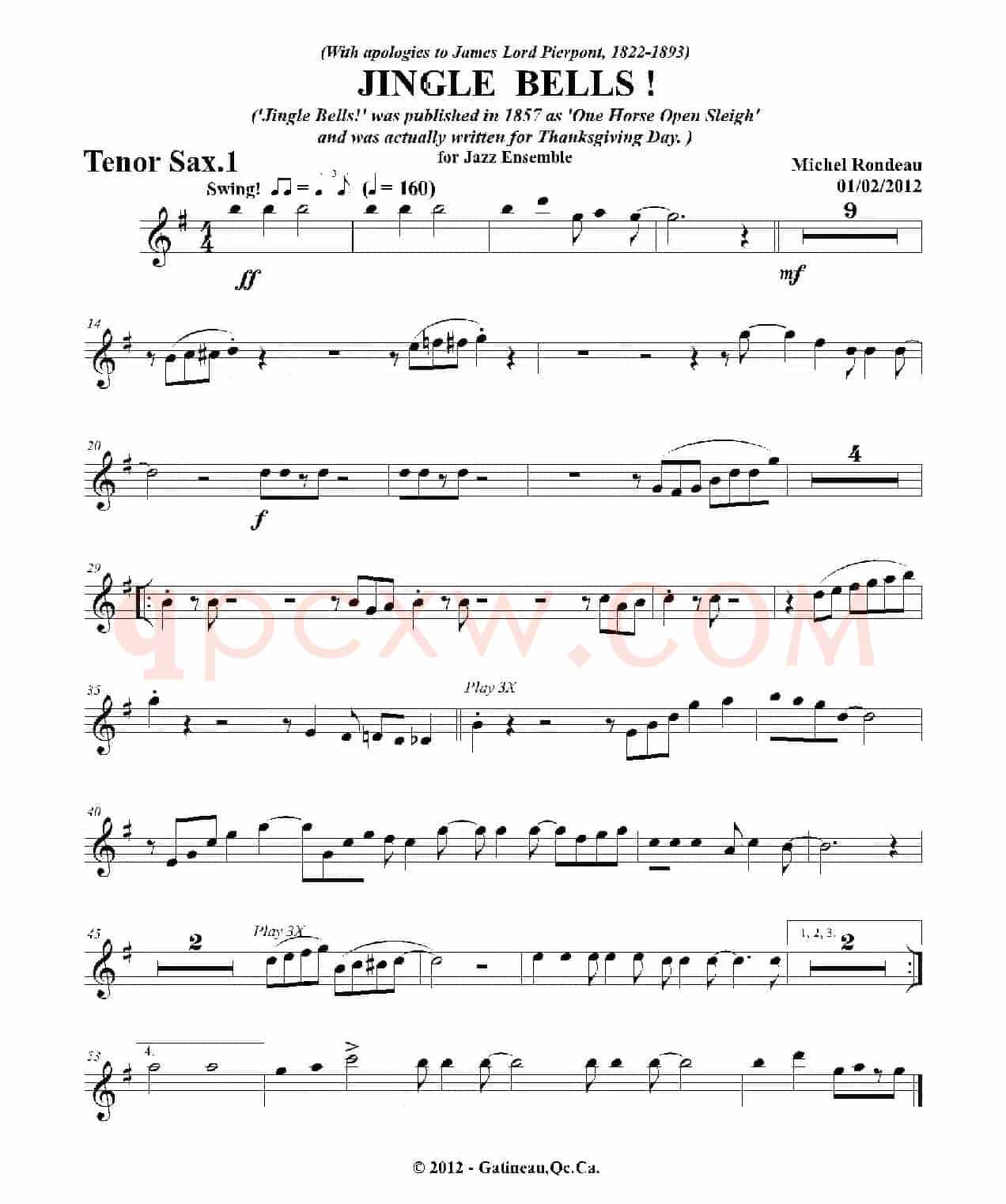 JINGLE BELLS！（第一次中音萨克斯分谱）