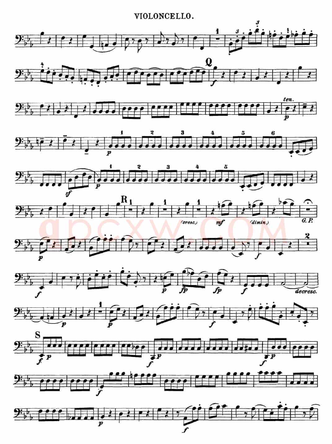 Mozart《Quartet No.16 in Eb Major,K.428》（Cello分谱）