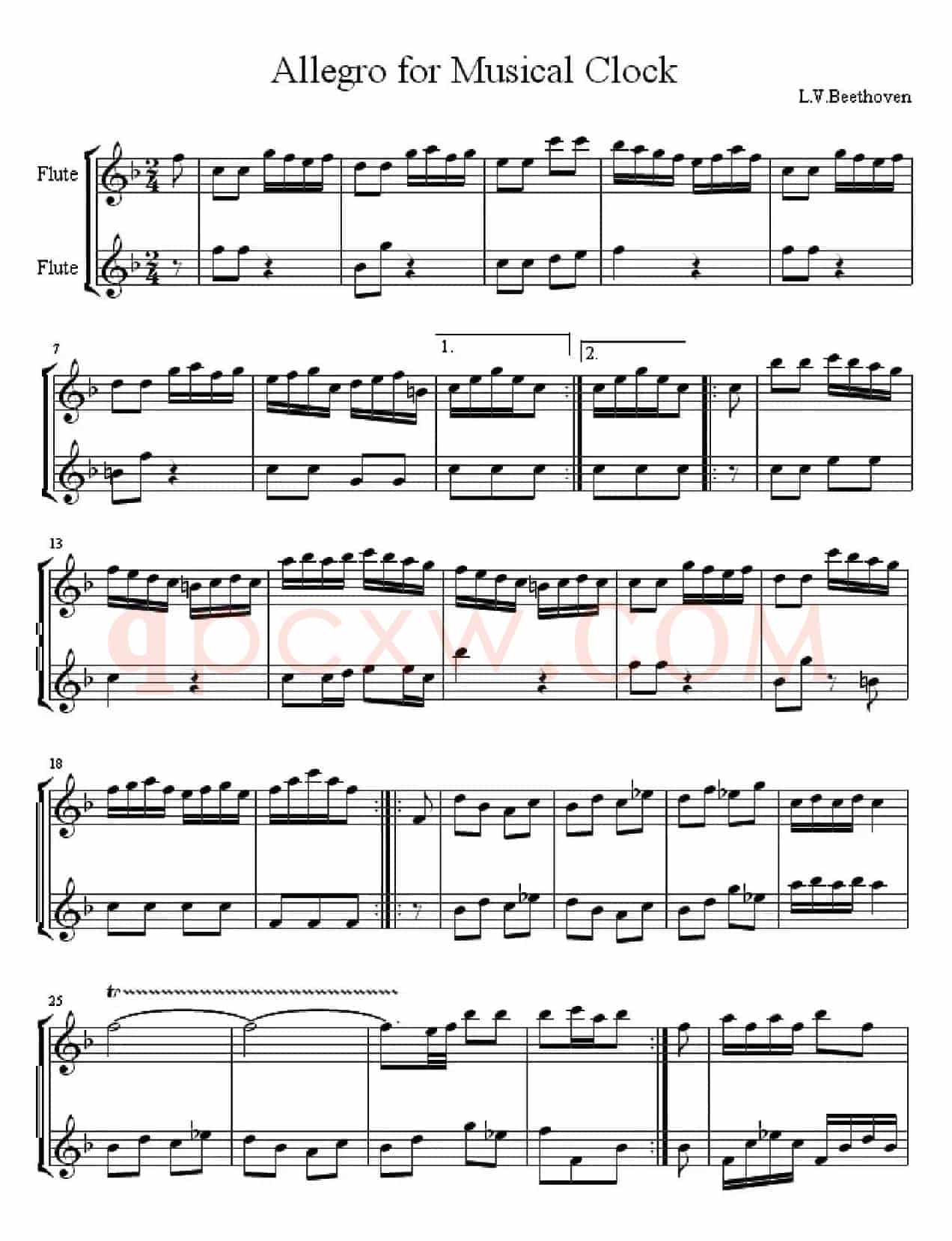 Allegro for Musical Clock（二重奏）
