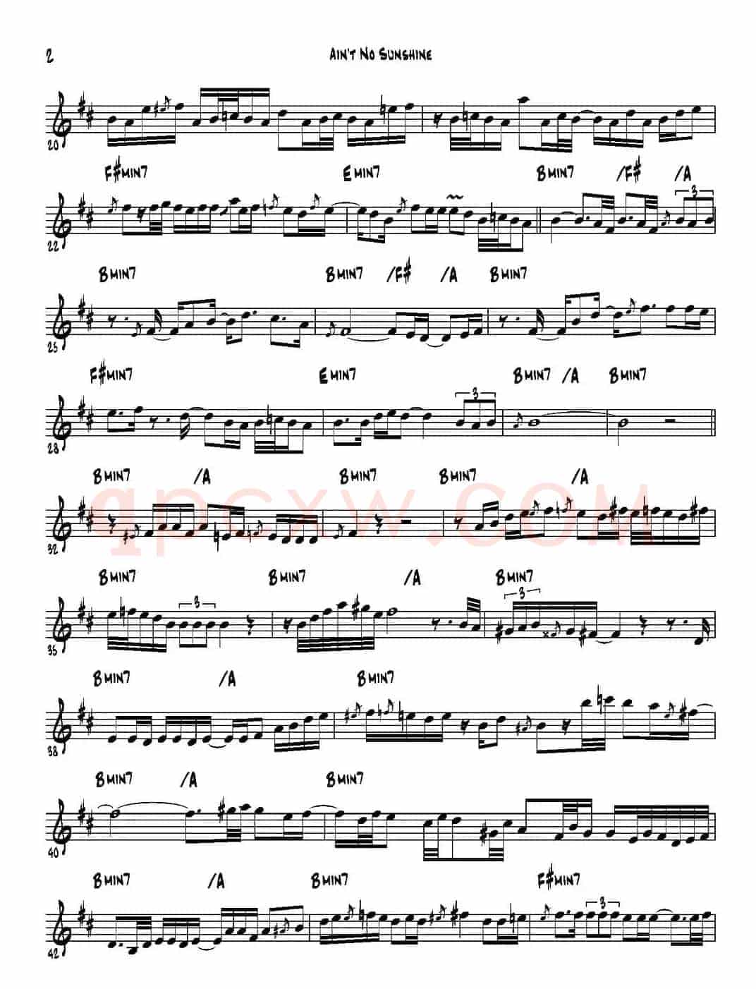 Ain't No Sunshine（次中音萨克斯）