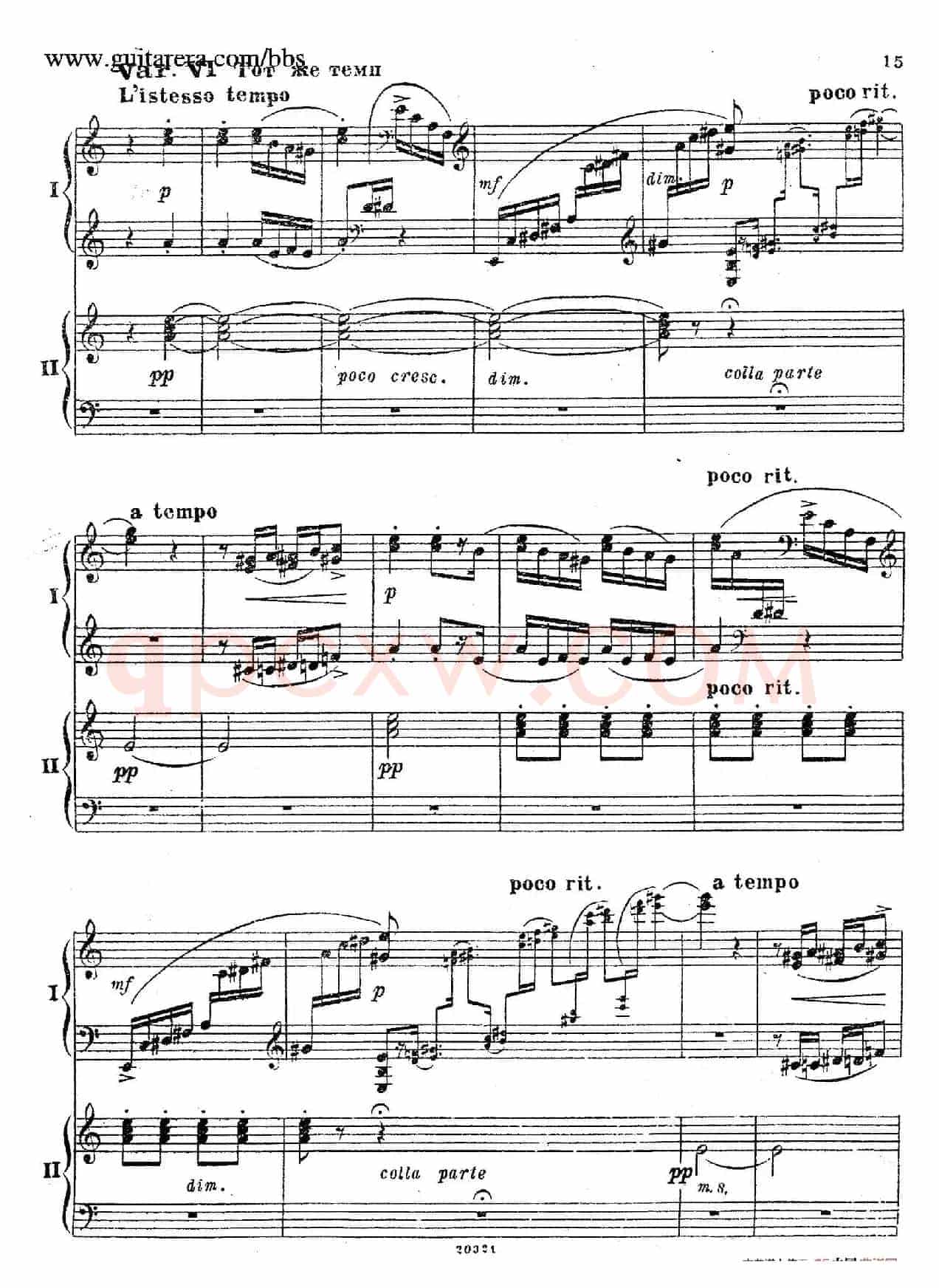 Rhapsody On A Theme Of Paganini Op.43(帕格尼尼主题狂想曲·双钢琴)(P1——20)
