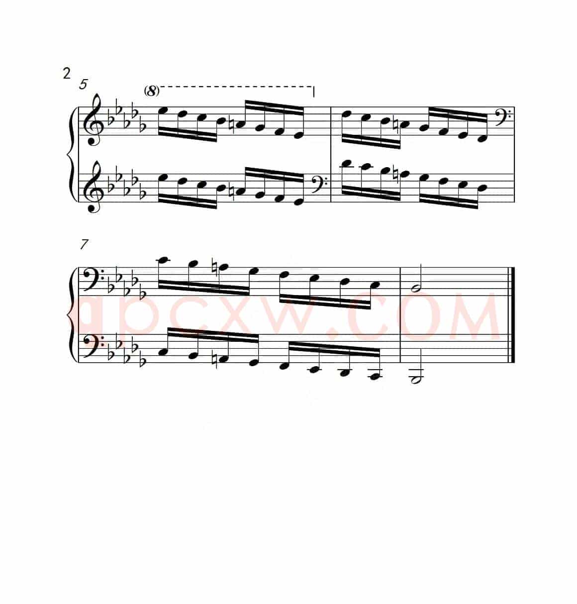 第六级 降b小调音阶（中国音乐学院钢琴考级作品1~6级）