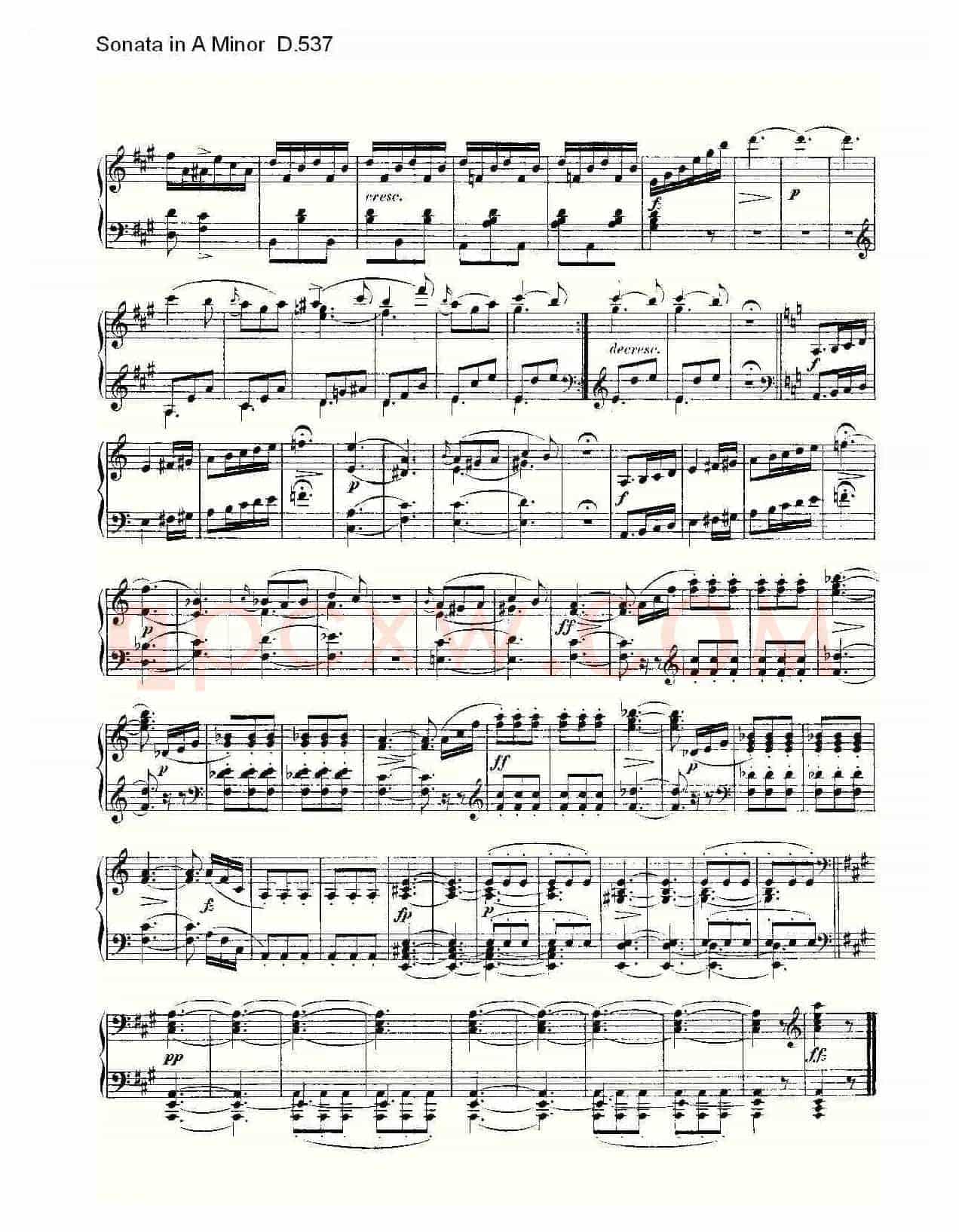 Sonata in A Minor D.537（A小调奏鸣曲 D.537）