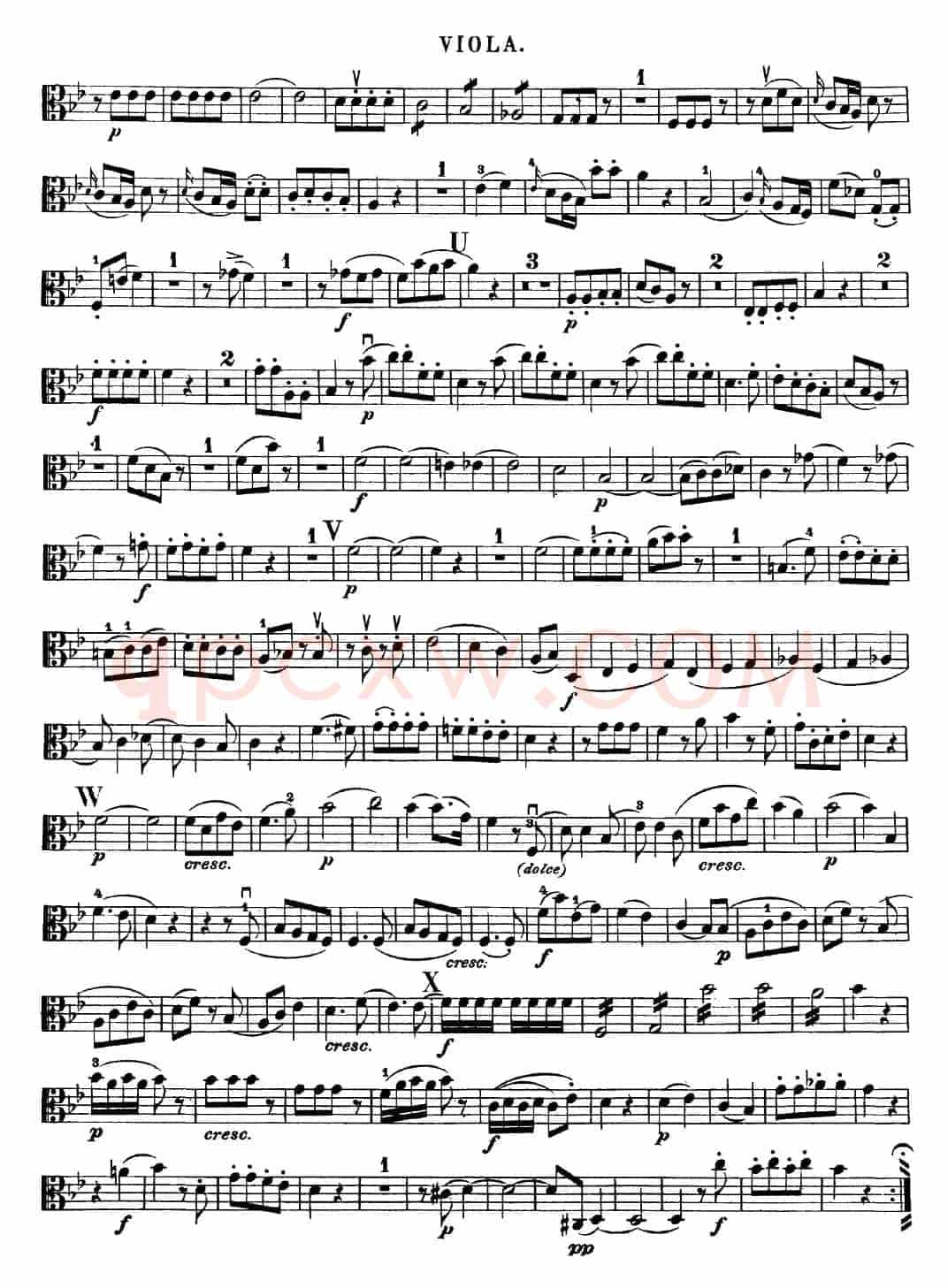 Mozart《Quartet No.17 in Bb Major,K.458》（Viola分谱）