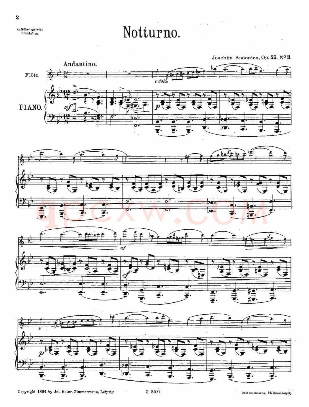 Notturno（Op.55 No.3）（长笛+钢琴伴奏）