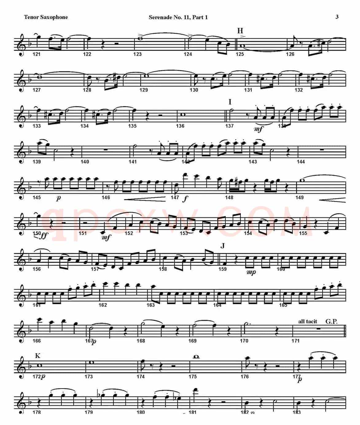 SERENADE No.11 in Eb，K.375 Part 1（四重奏·次中音萨克斯分谱）