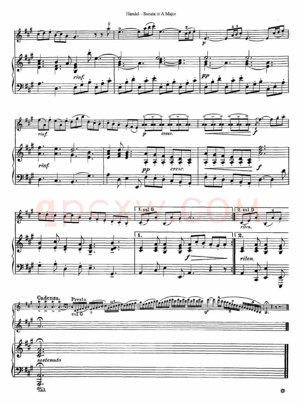Violin Sonata No.1 in A major（小提琴+钢琴伴奏）