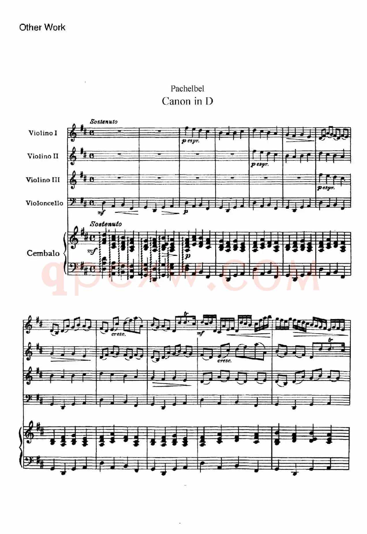 Canon in D（D大调卡农·五重奏）