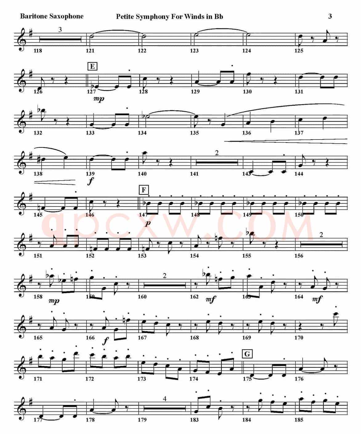 Petite Symphony For Winds in Bb（四重奏·上低音萨克斯分谱）